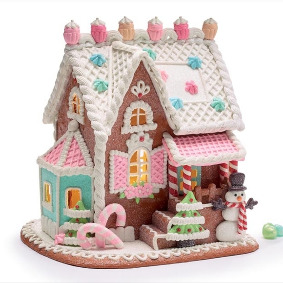 None Other - Pastel Pink Gingerbread House-NWT